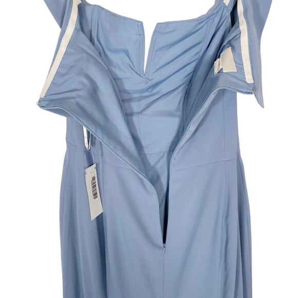 DESSY COLLECTION Off The Shoulder Pleated Cap Sleeve Formal A-Line Dress - Picture 5 of 9